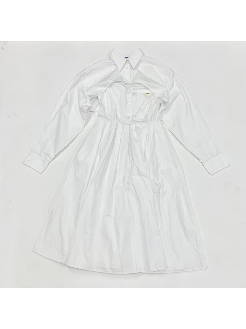 Prada Poplin Dress Cotton Triangle Logo White